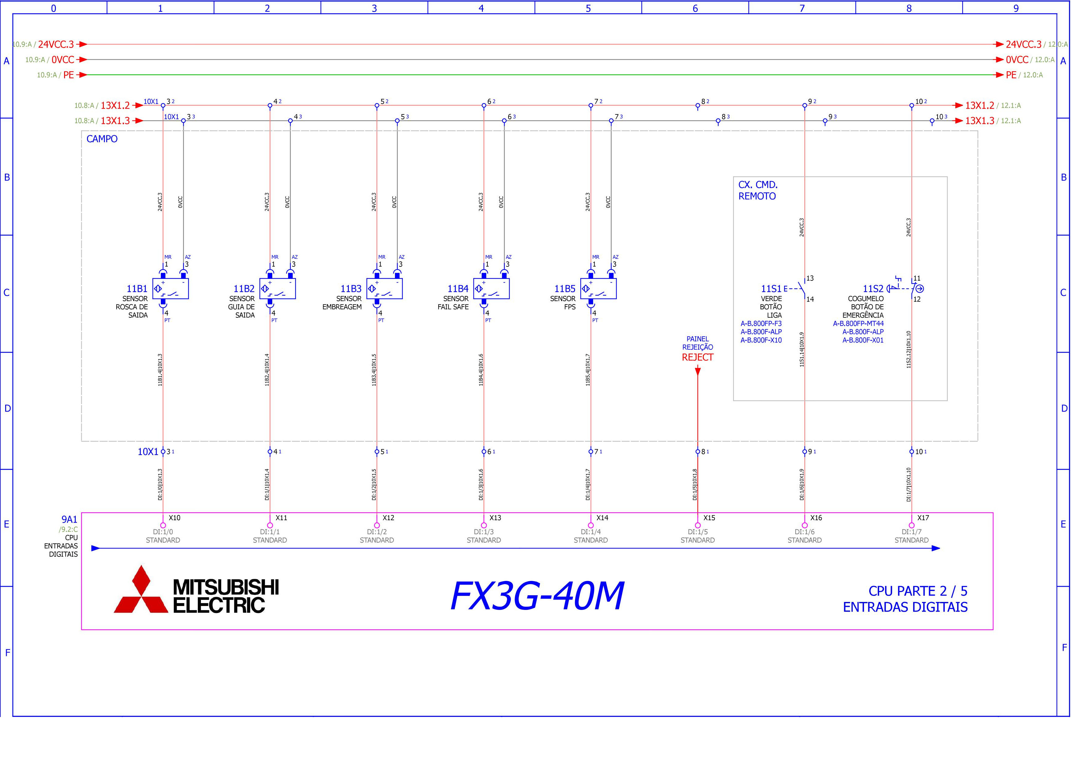 Esquema Elétrico Mitsubishi FX3G-40M